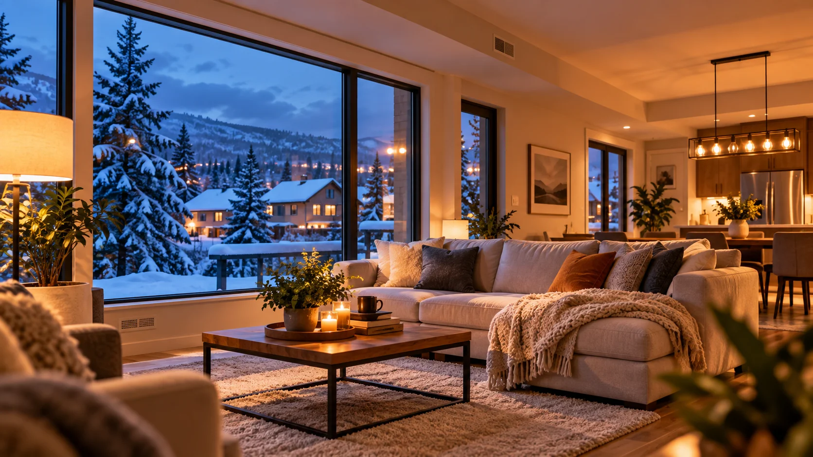 Warm home interior during cold winter weather