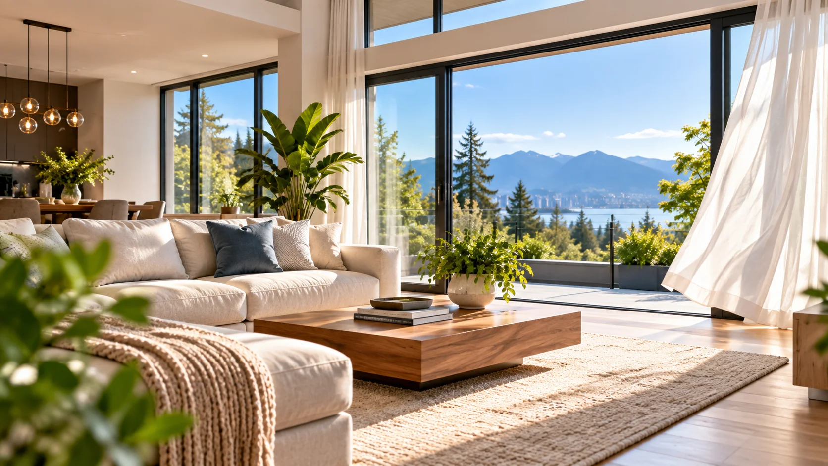 Bright modern home interior with fresh outdoor airflow