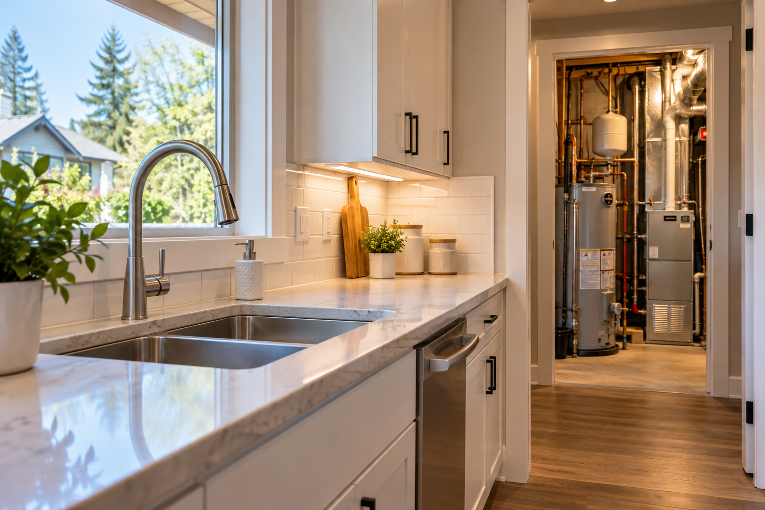 Residential home plumbing and mechanical systems