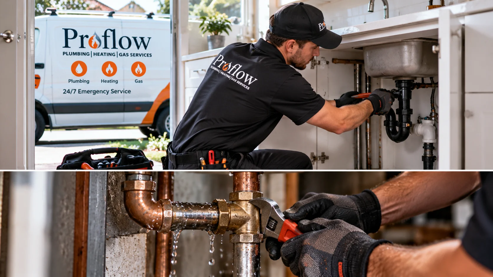 Plumber repairing residential plumbing in British Columbia