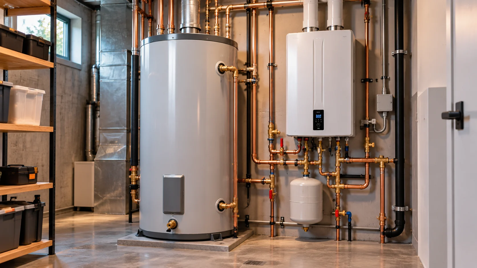 Residential hot water tank and tankless water heating equipment